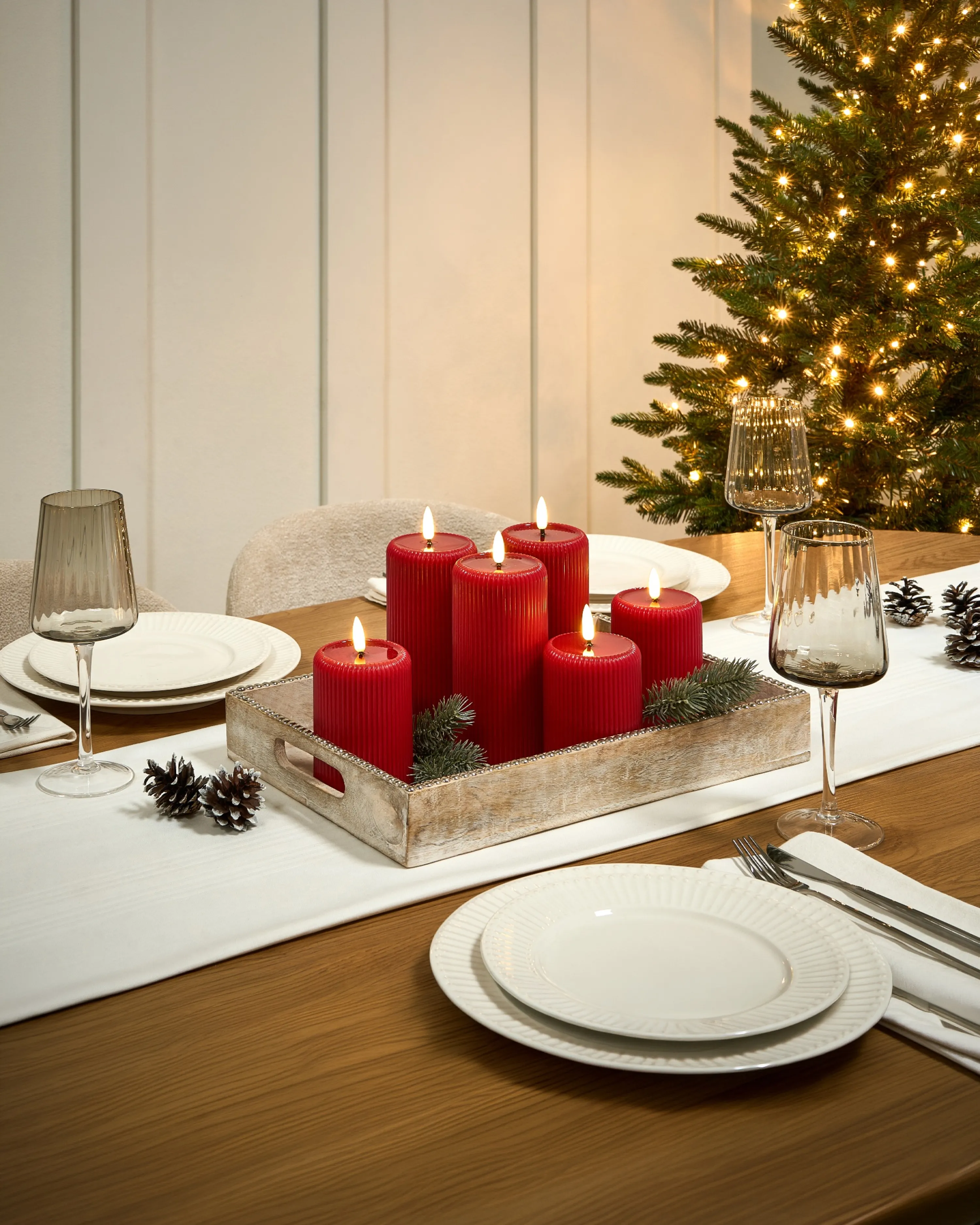 Set of 6 LED Candles NOISETTE 10/16 cm Red