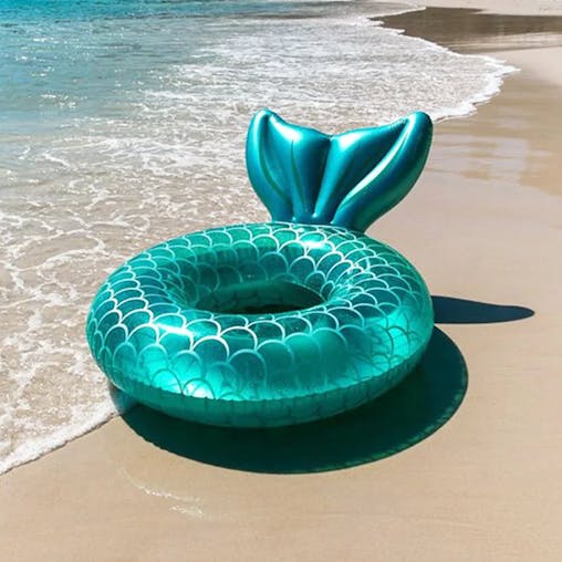 NNEOBA Inflatable Mermaid Swimming Ring with Backrest for Adults