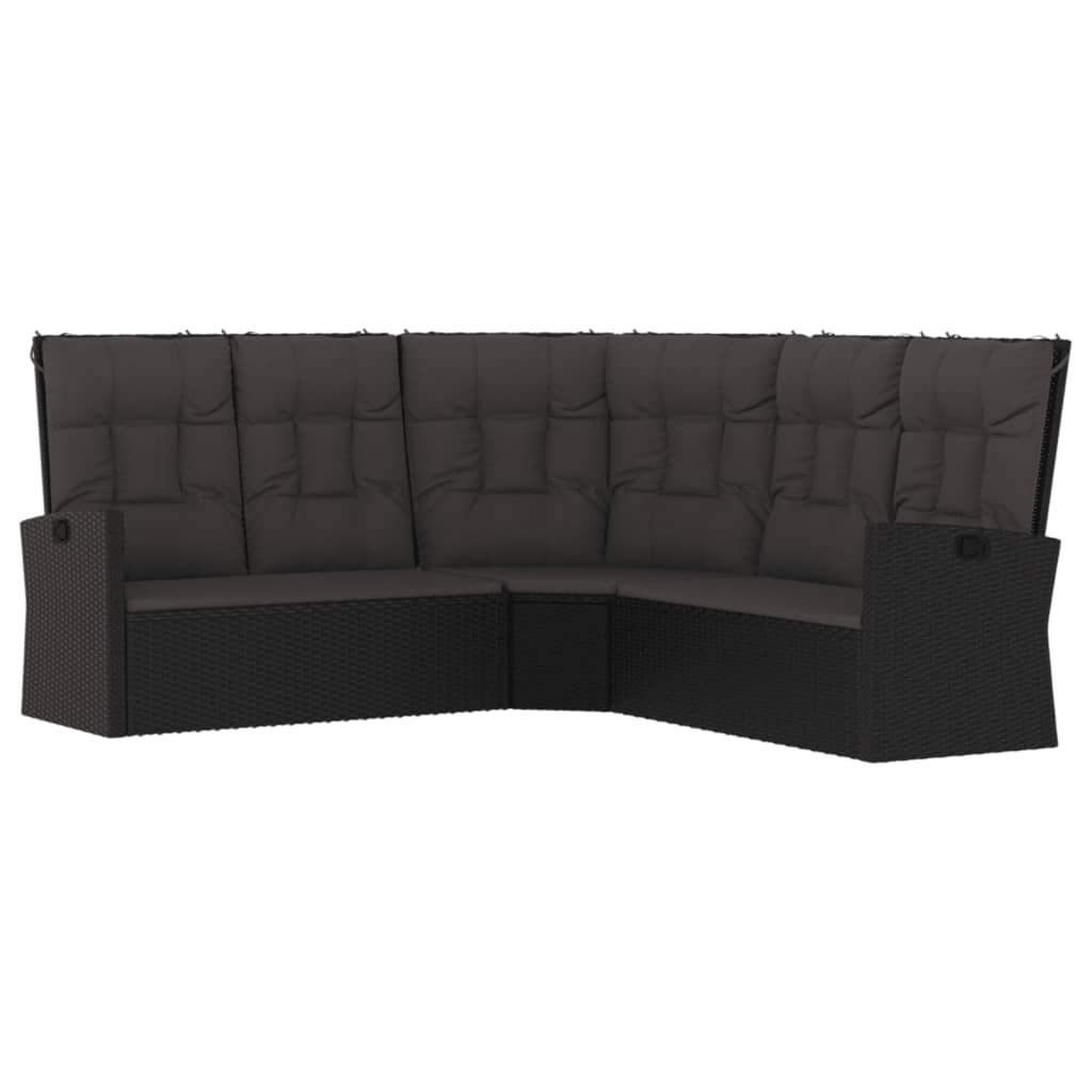 Sofa narożna Czarny Technorattan vidaXL