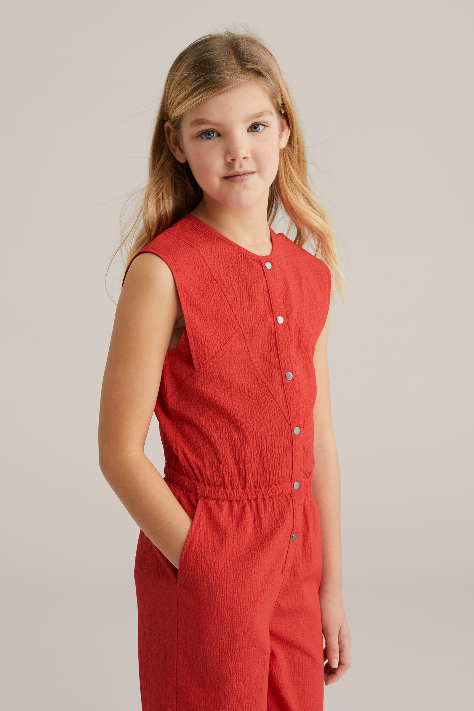 Meisjes jumpsuit met structuur