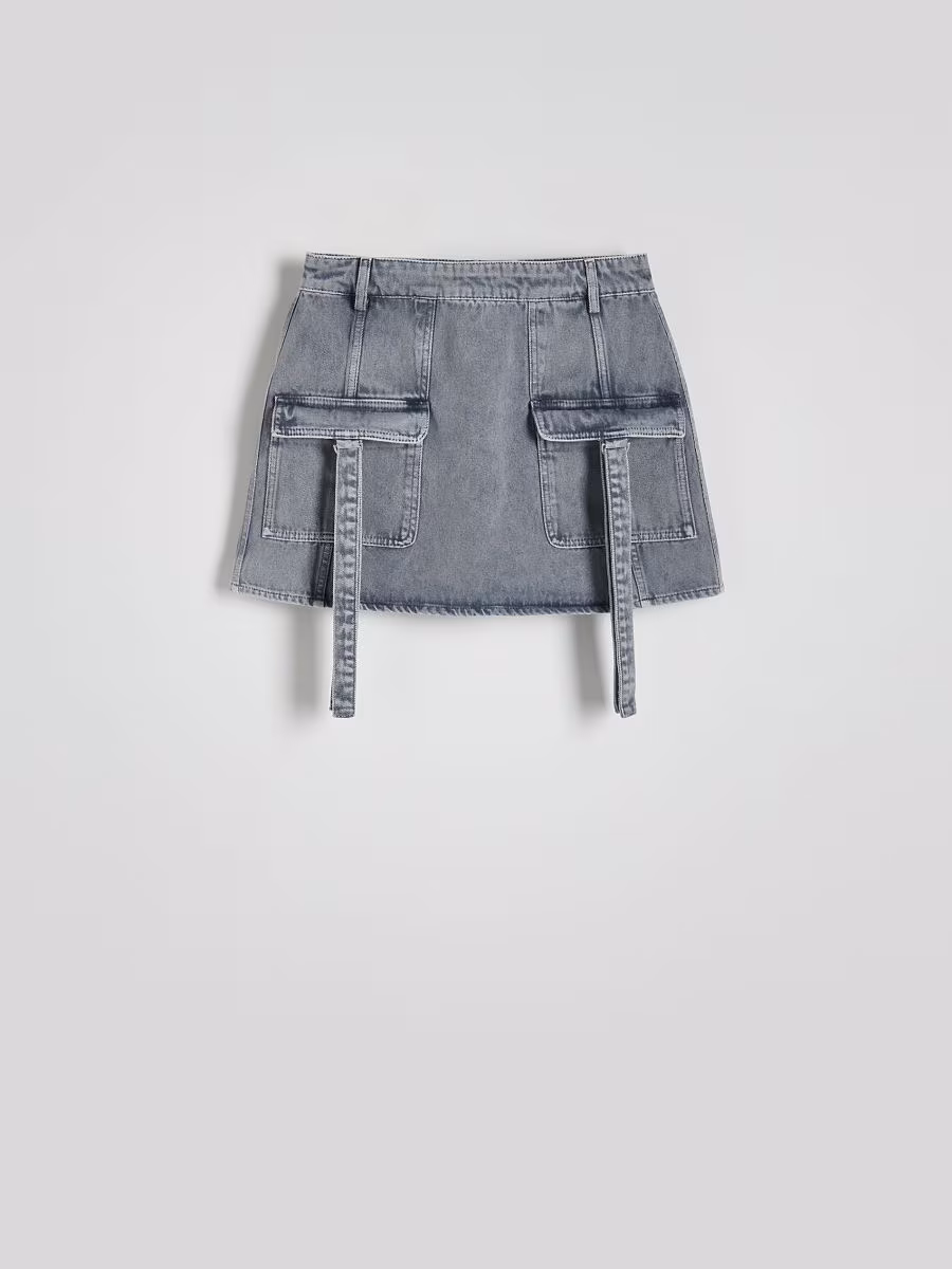 Cargo Style Denim Skirt