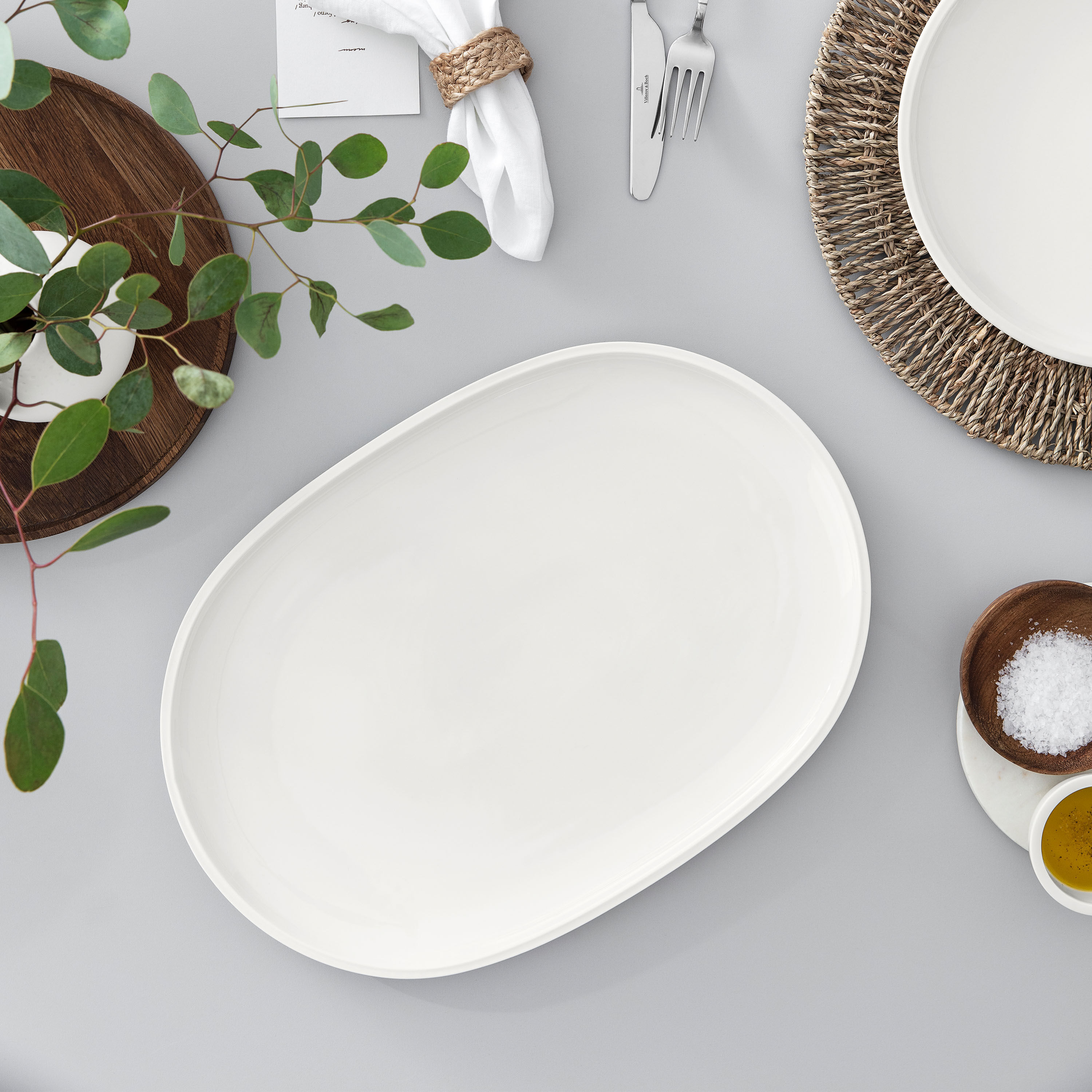Artesano Fish plate - White, 17.1'' x 11.9'', Premium Porcelain