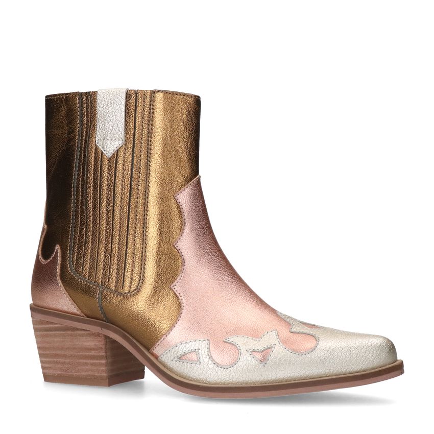 Manfield Gouden metallic leren cowboy laarzen