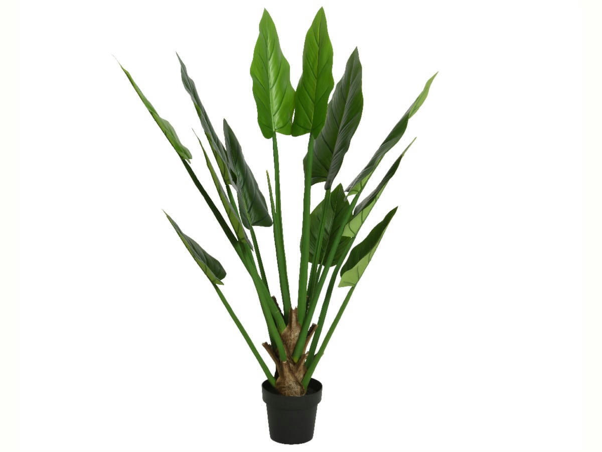 - Strelitzia artificielle en pot plastique vert