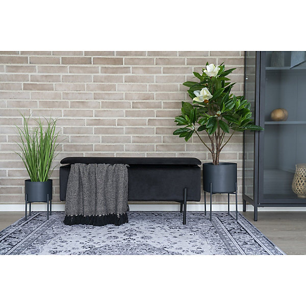 Banc avec Rangement Watford, Noir, Polyester, 36,5x95x46 cm, Seven Design