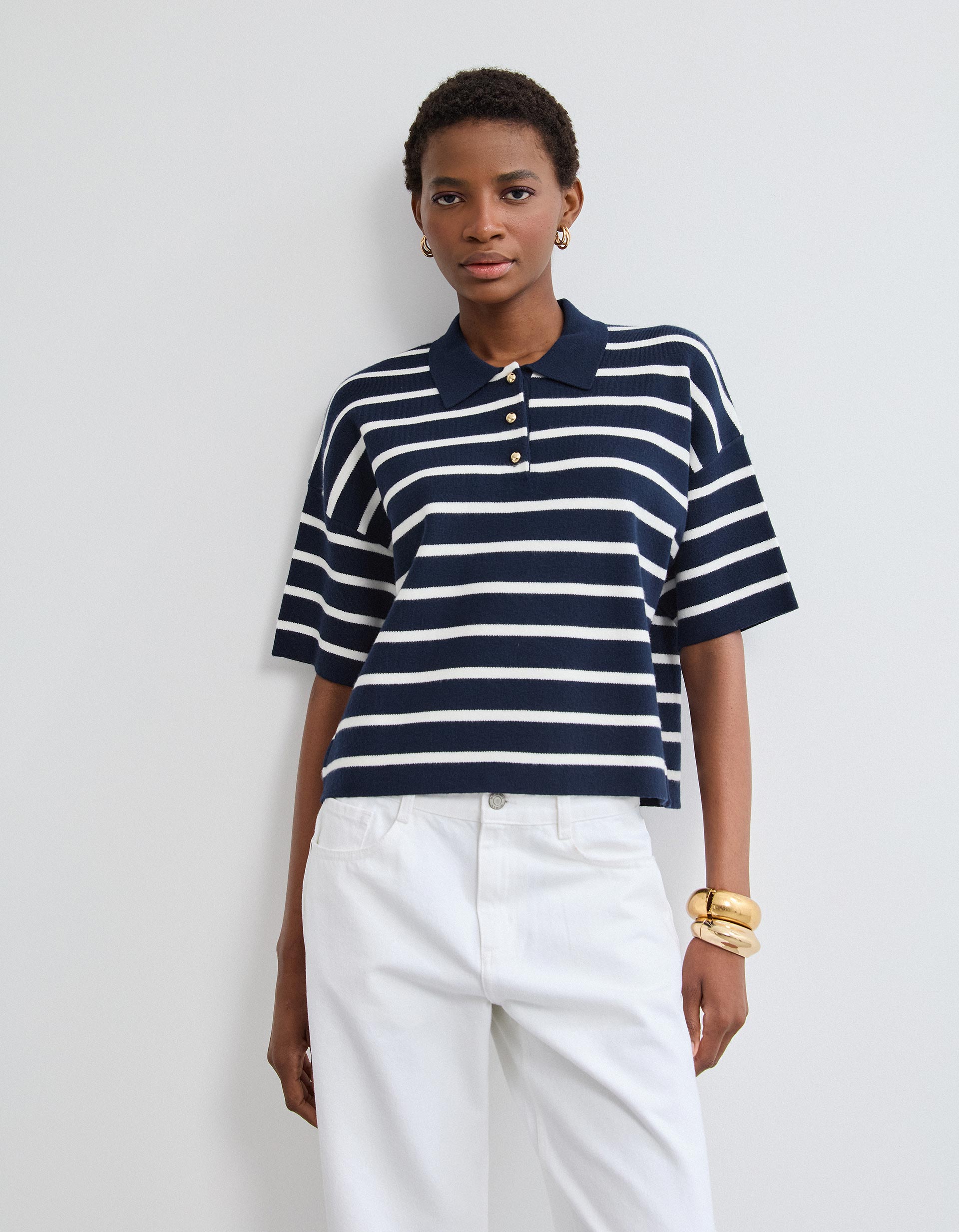 Polo de Malha, Mulher, Azul Escuro
