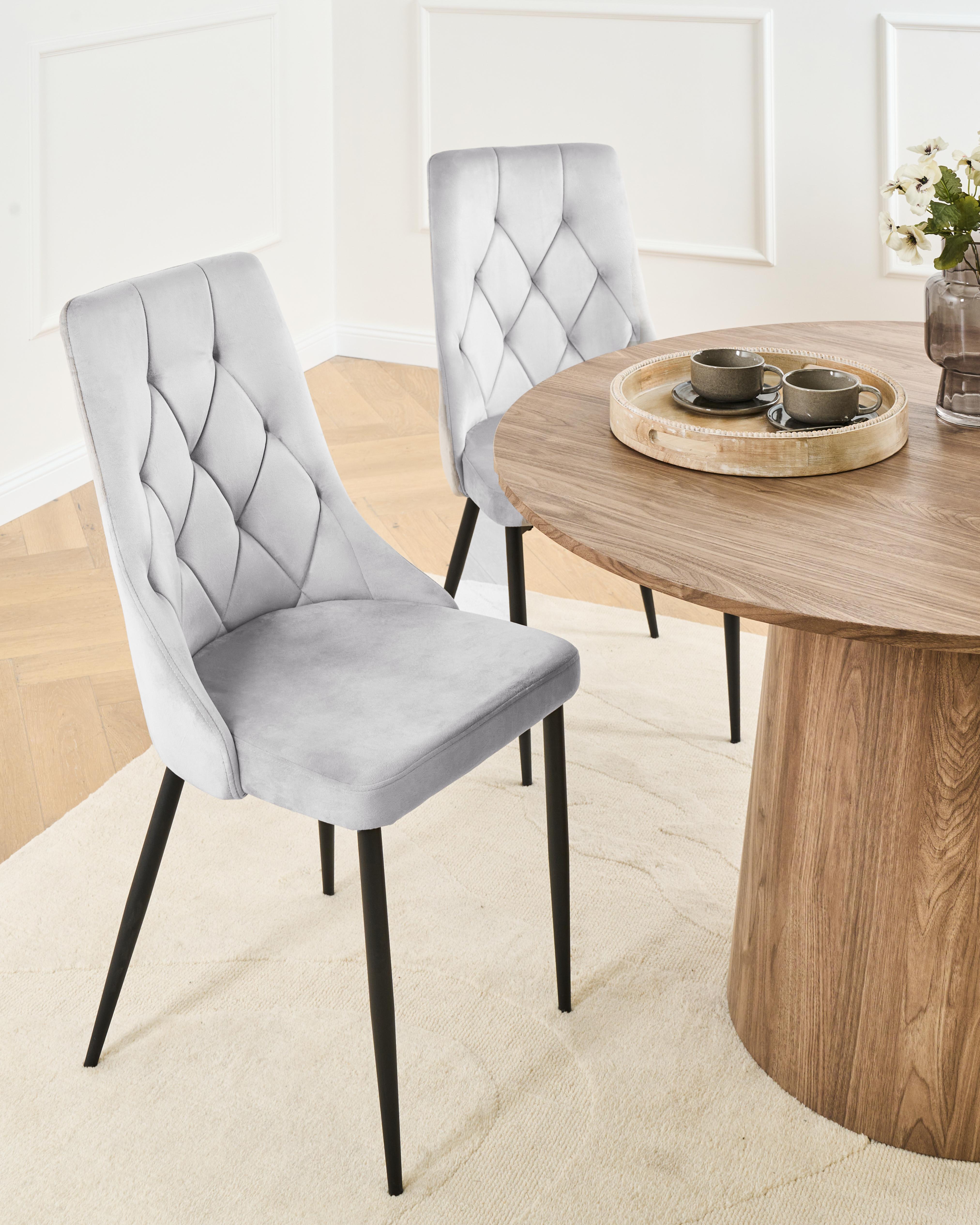 Set of 2 Dining Chairs AVENIR Velvet Light Grey