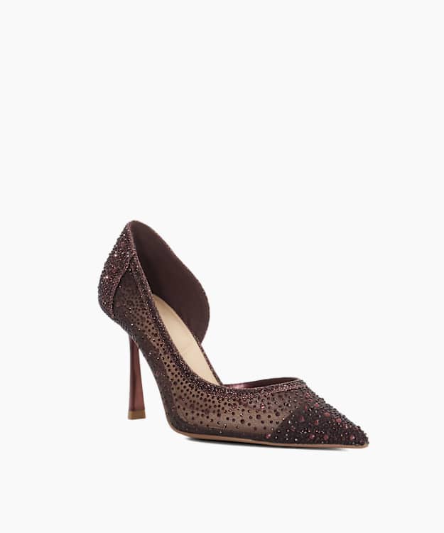 Cristelle Burgundy - Mesh Embellished Court Shoes