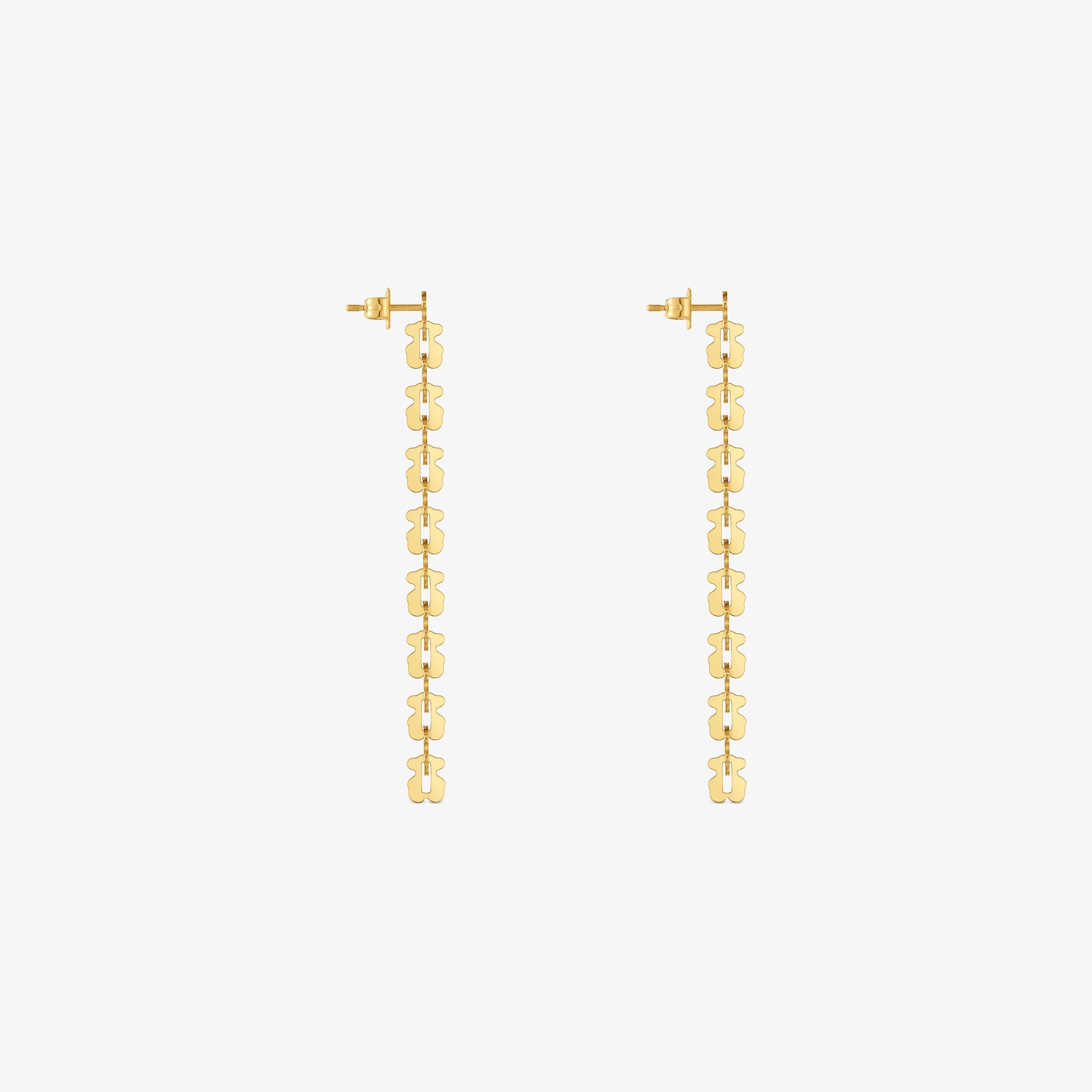 Pendientes largos de acero en color dorado con motivos oso Carrusel