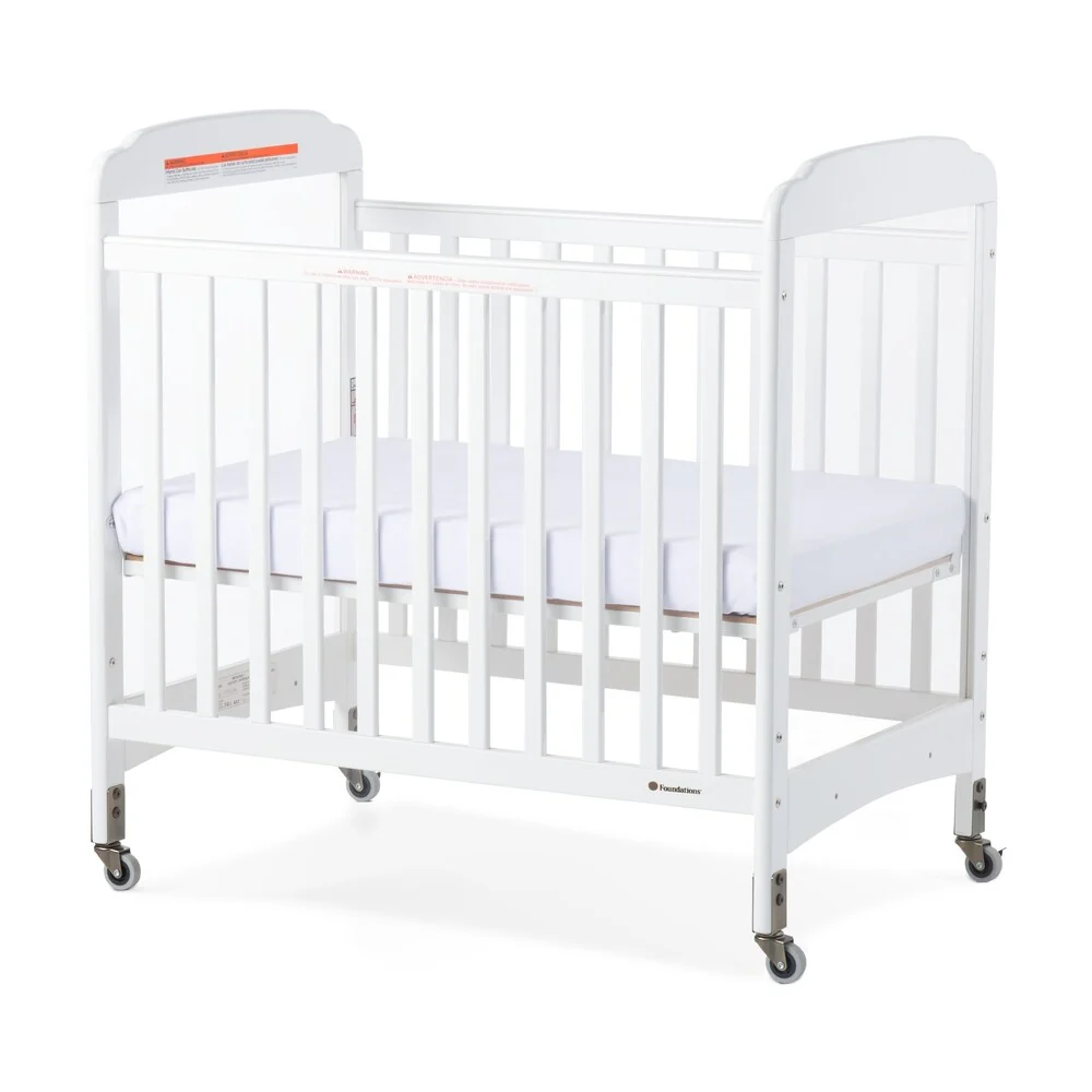 Next Gen Serenity Fixed-Side Compact Clearview Crib - White