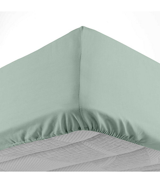 DRAP HOUSSE 2 PERSONNES UNI 57 FILS LINA SAUGE - 140x190cm - Vert sauge