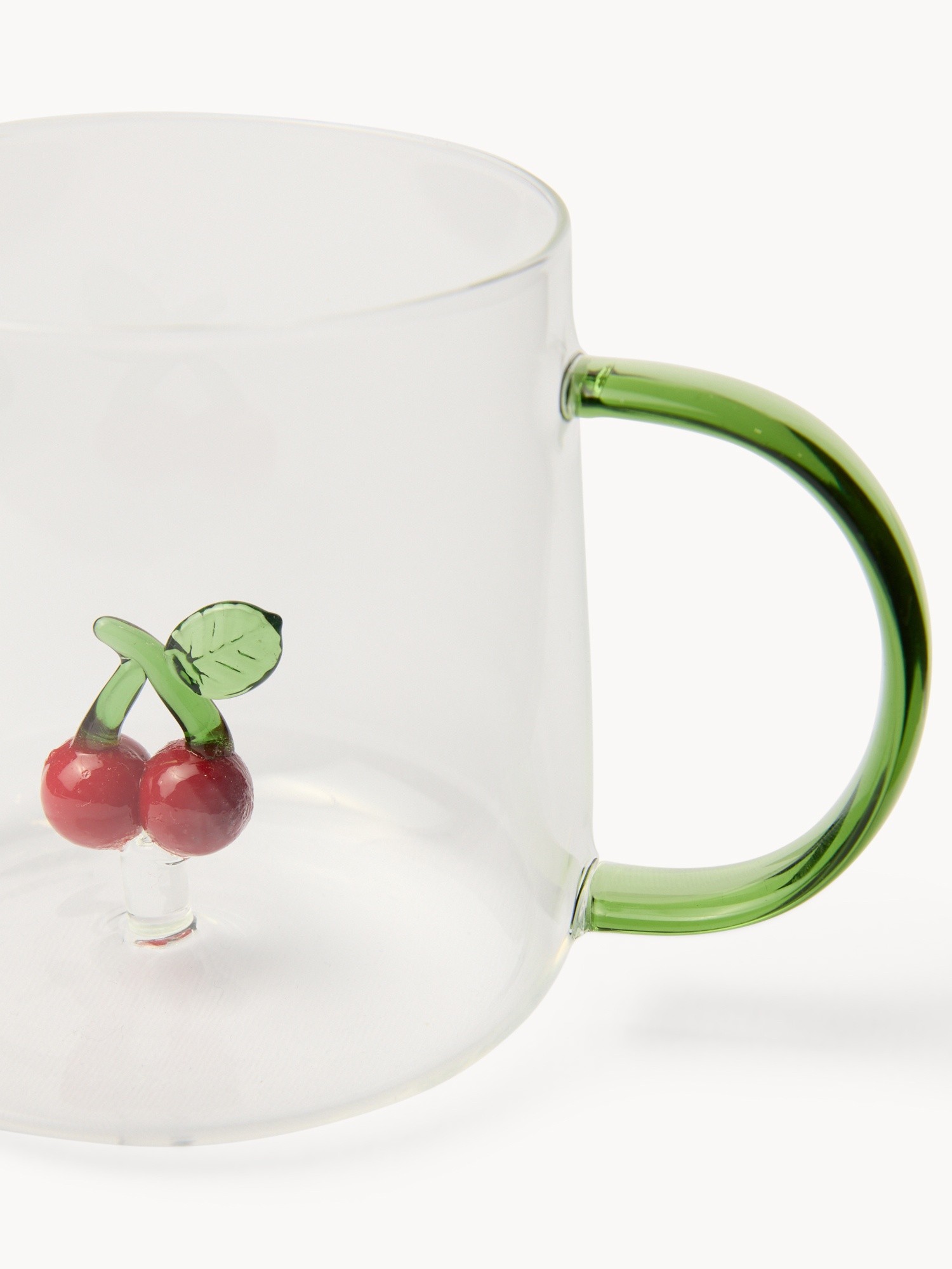 Tazza da colazione in vetro motivo ciliegie - Prezzo di lancio