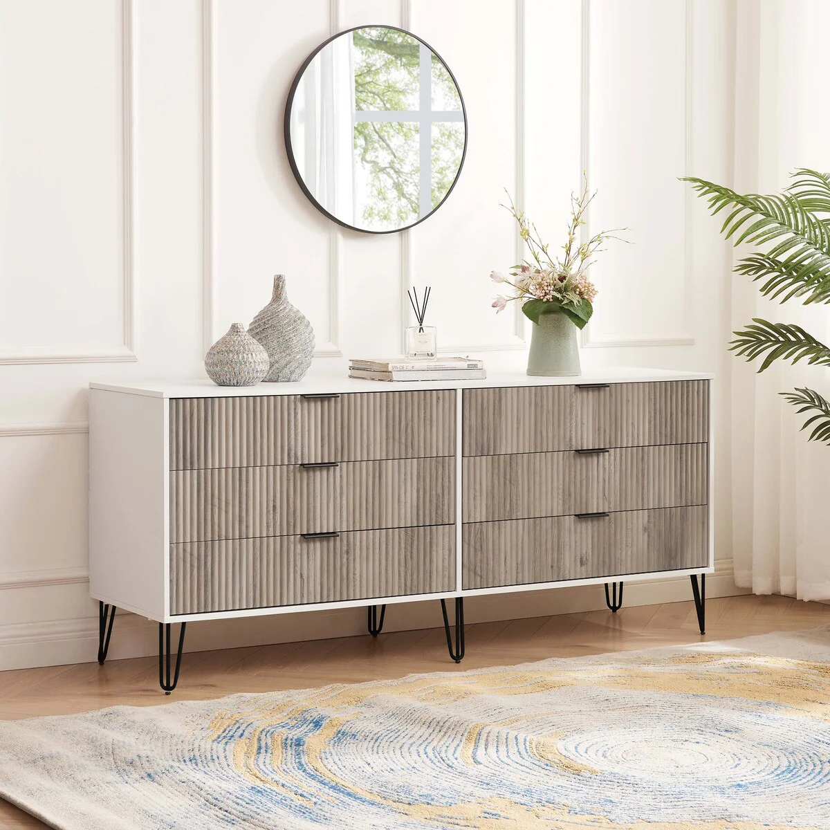 Manhattan Comfort Dumbo Modern 6-Drawer Double Low Dresser.