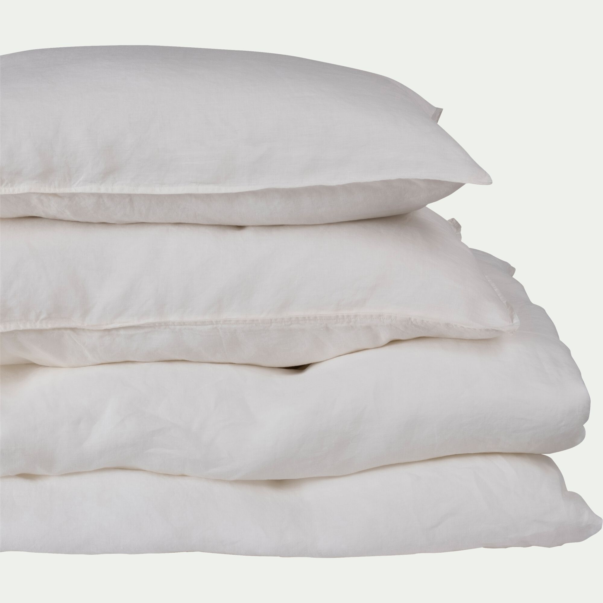 VENCE - Drap housse en lin lavé 140x200cm B28cm - blanc capelan