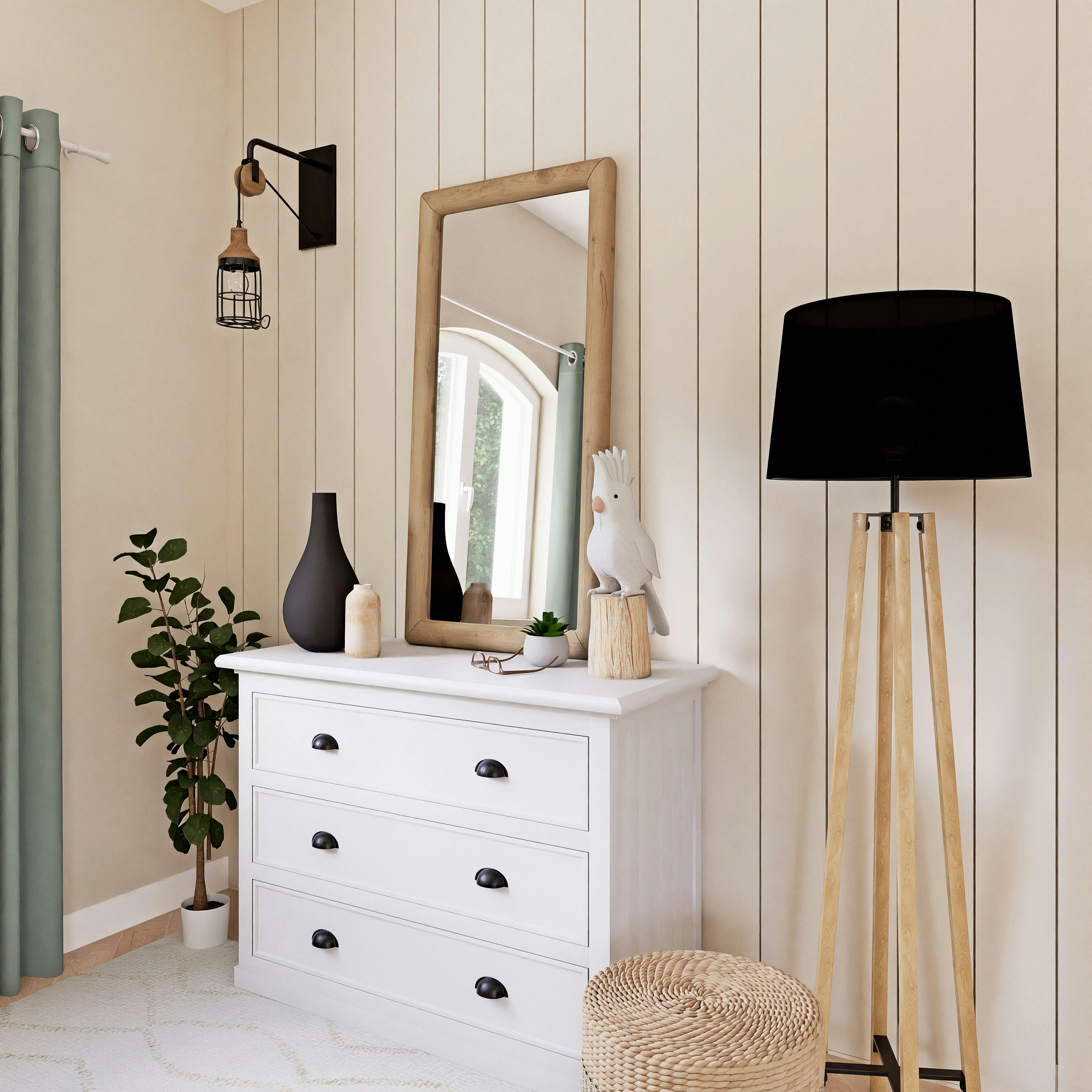 Newport - Commode 3 tiroirs en bois de pin blanc