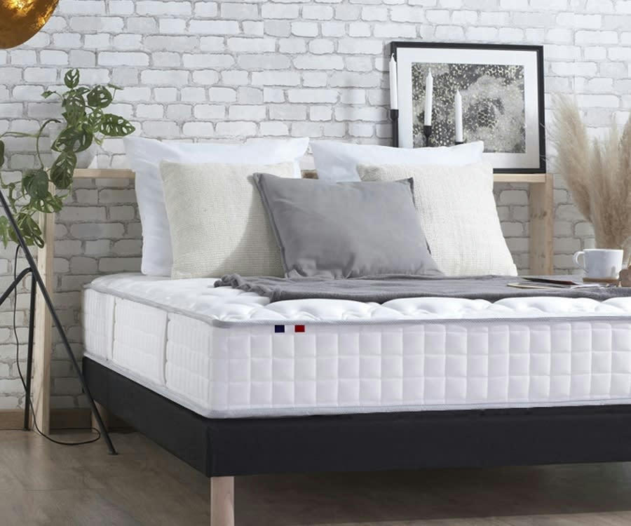 ENSEMBLE COSMOS - Ensemble matelas ressorts sommier noir 140x190