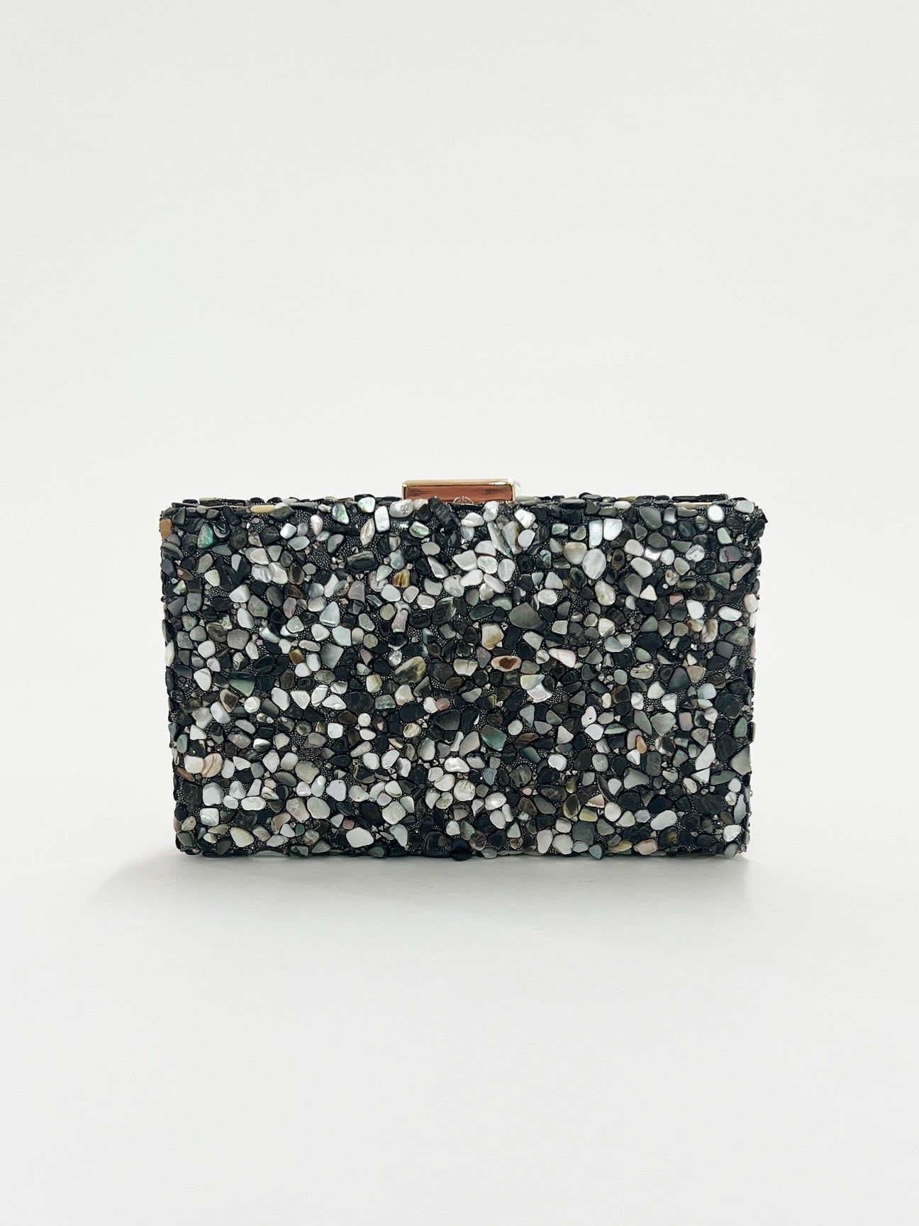 SVNX Embellished Clutch bag in Black Speckle