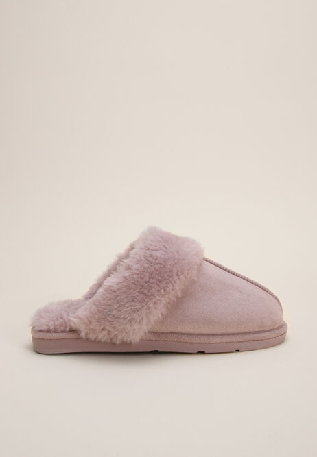 Womens Pink Fluffy Premium Mule Slippers