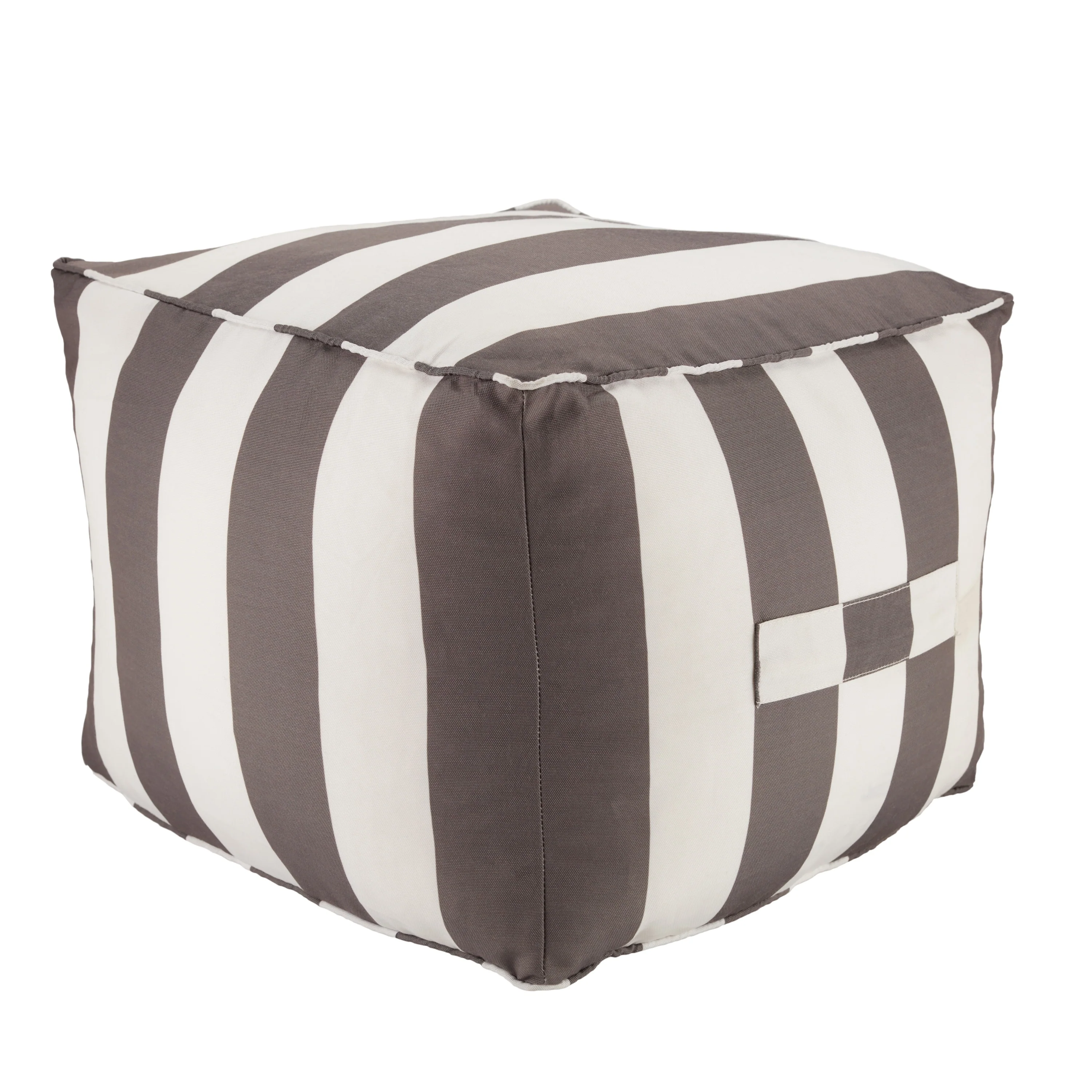 Ozma Indoor/ Outdoor Striped Gray/ White Pouf/ Floor Pillow - 20X20X15