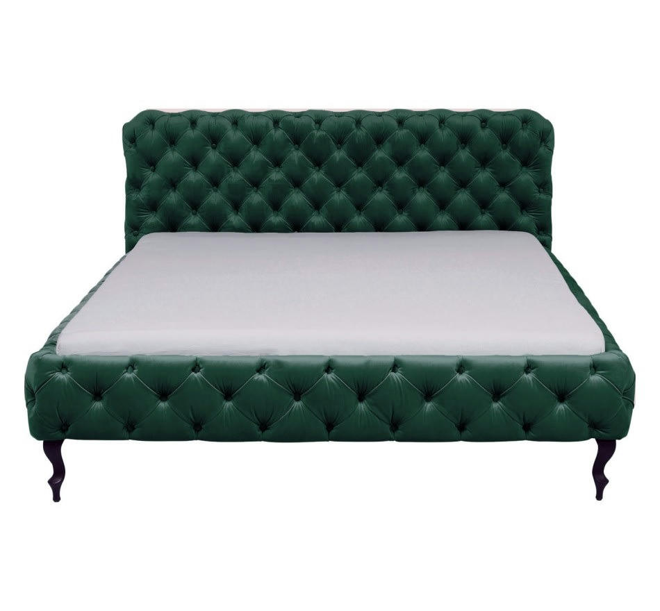 DESIRE - Lit 180x200 capitonné en velours vert