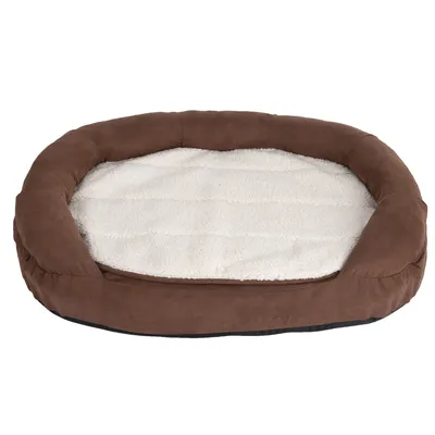Oval Memory Foam Dog Bed - Brown