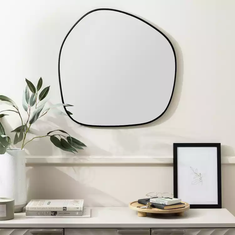 Habitat Black Asymmetric Wall Mirror - 60x60cm