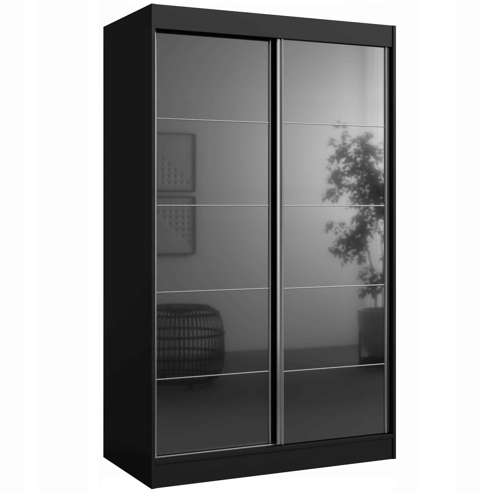Szafa przesuwna Como 2D 120 Czarna (lacobel)