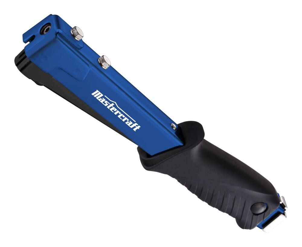 Mastercraft Heavy-Duty Hammer Tacker with Soft-Touch Handle and All-Steel Construction, Rear-Load Magazine