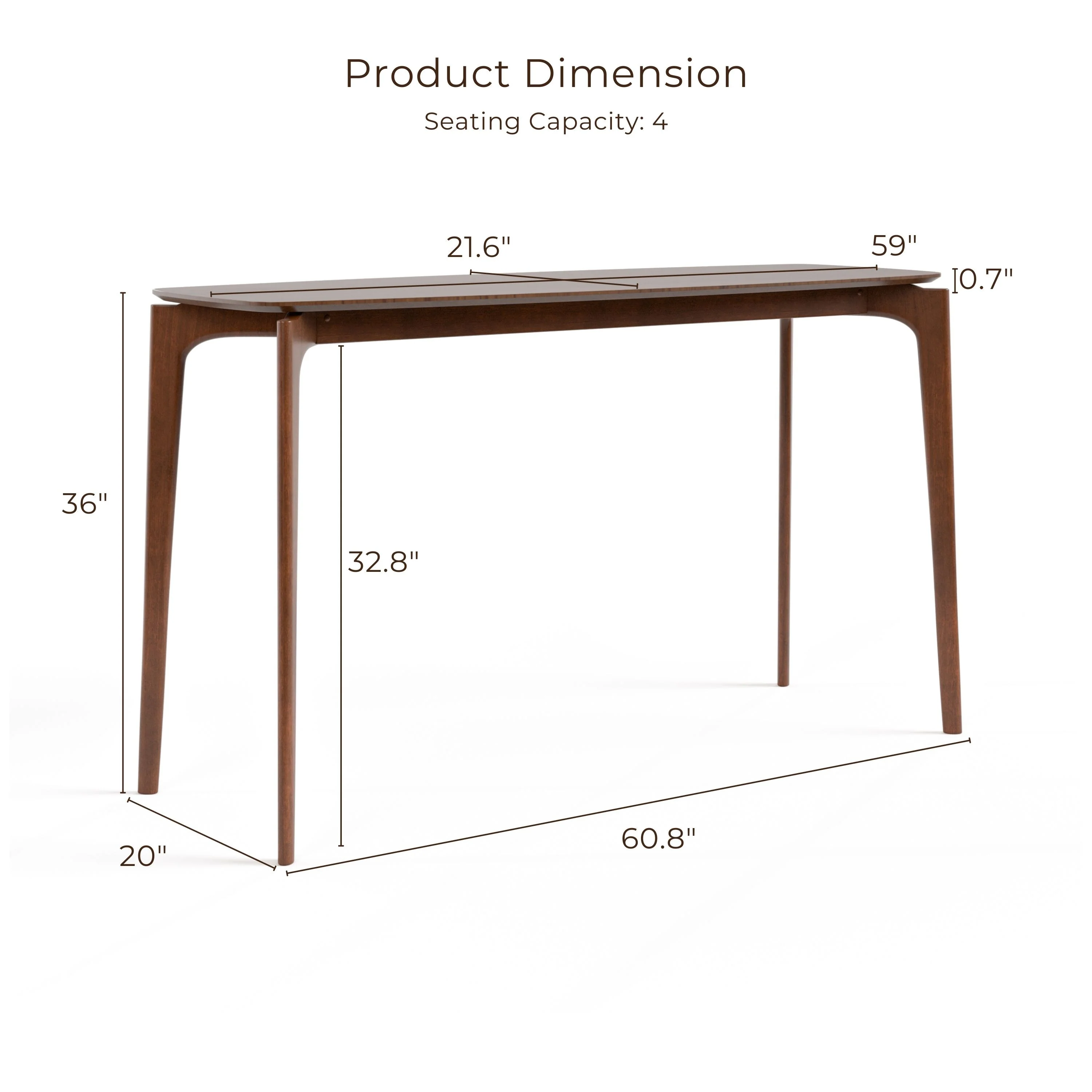 Furniture of America Shaw Mid-century Walnut 59-inch Wood Counter Height Dining Table