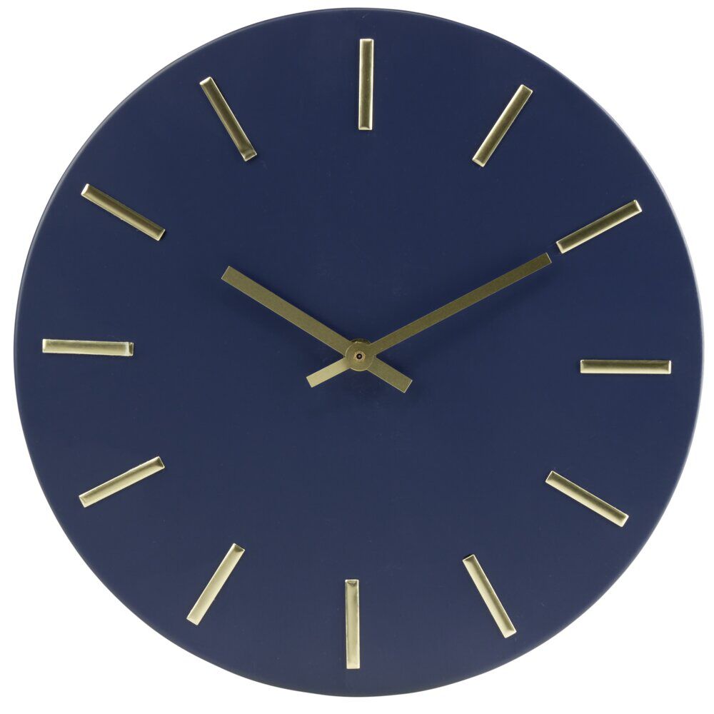 Horloge ronde en métal bleu Ø30cm