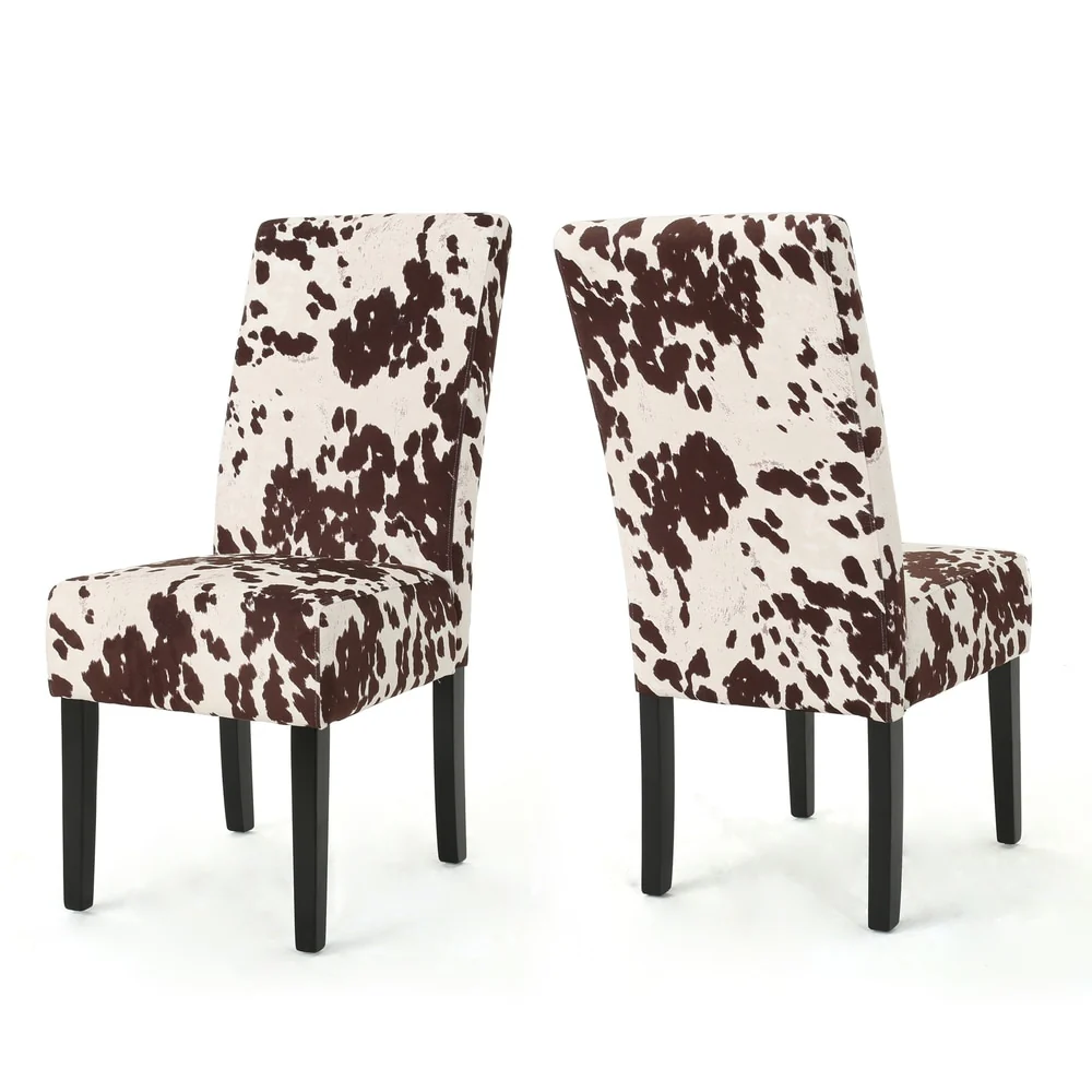 Pertica Contemporary Milk Cow Velvet Dining Chair (Set of 2) by Christopher Knight Home