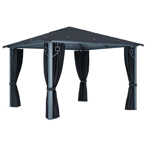 NNEVL Gazebo with Curtain 300x300 cm Anthracite Aluminium
