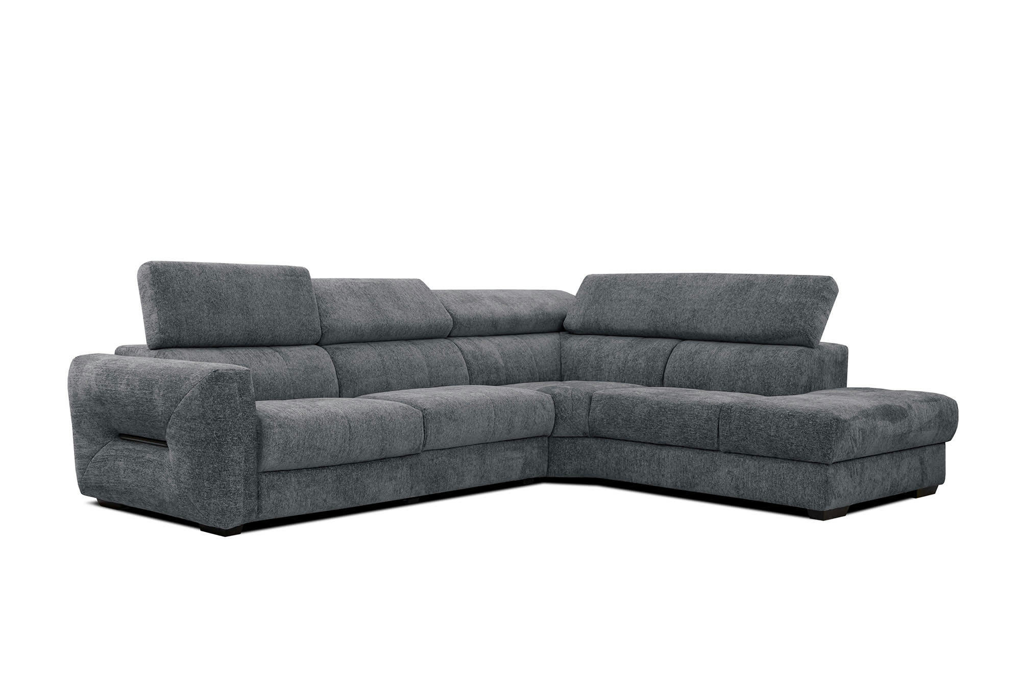 CALVERA - Canapé d'angle droit Calvera 5 places tissu gris foncé