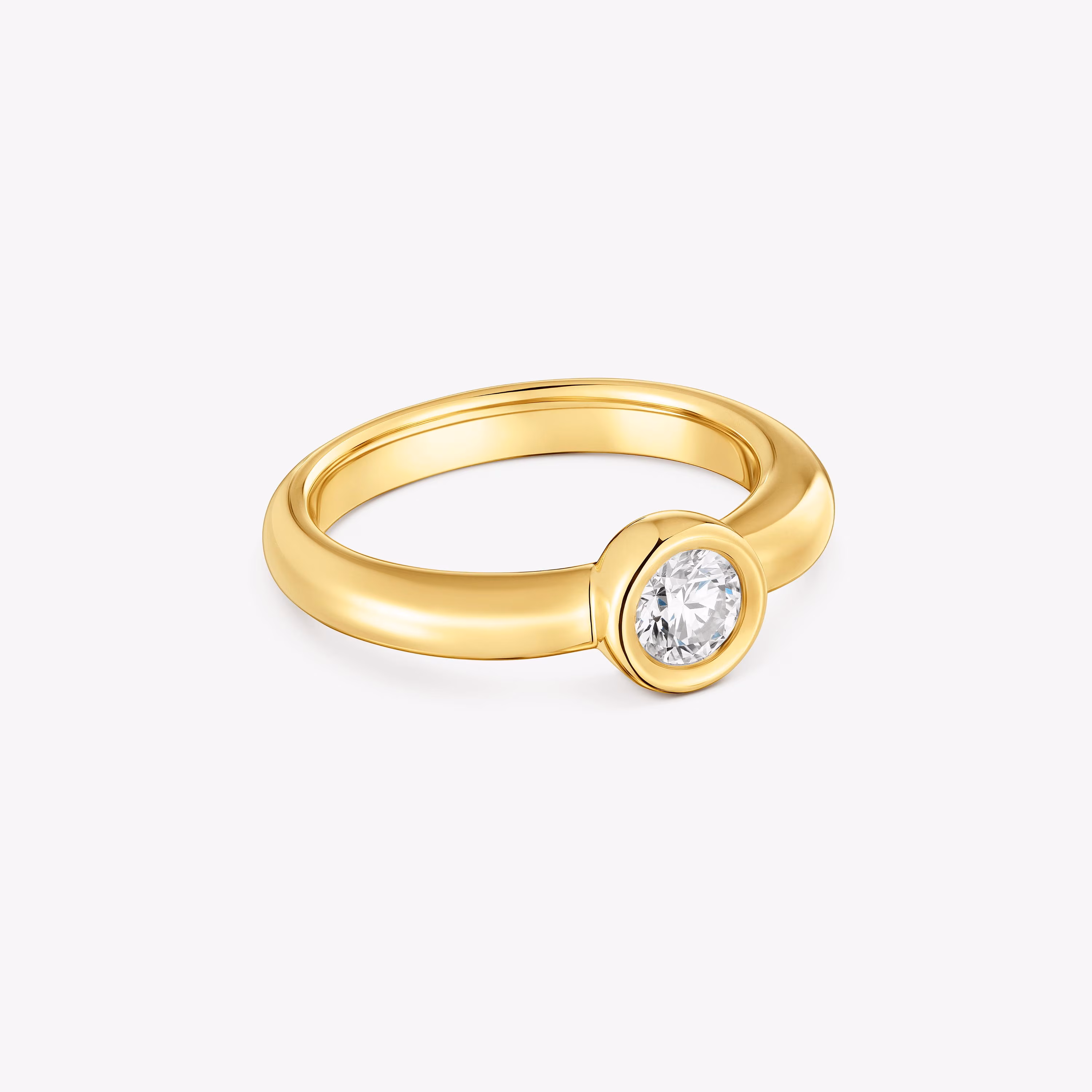 Anillo ancho con baño de oro 18 kt sobre plata y diamante creado en laboratorio Line LGD