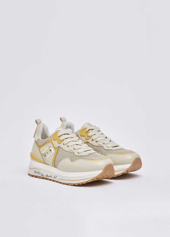 Sneakers platform in mesh con paillettes