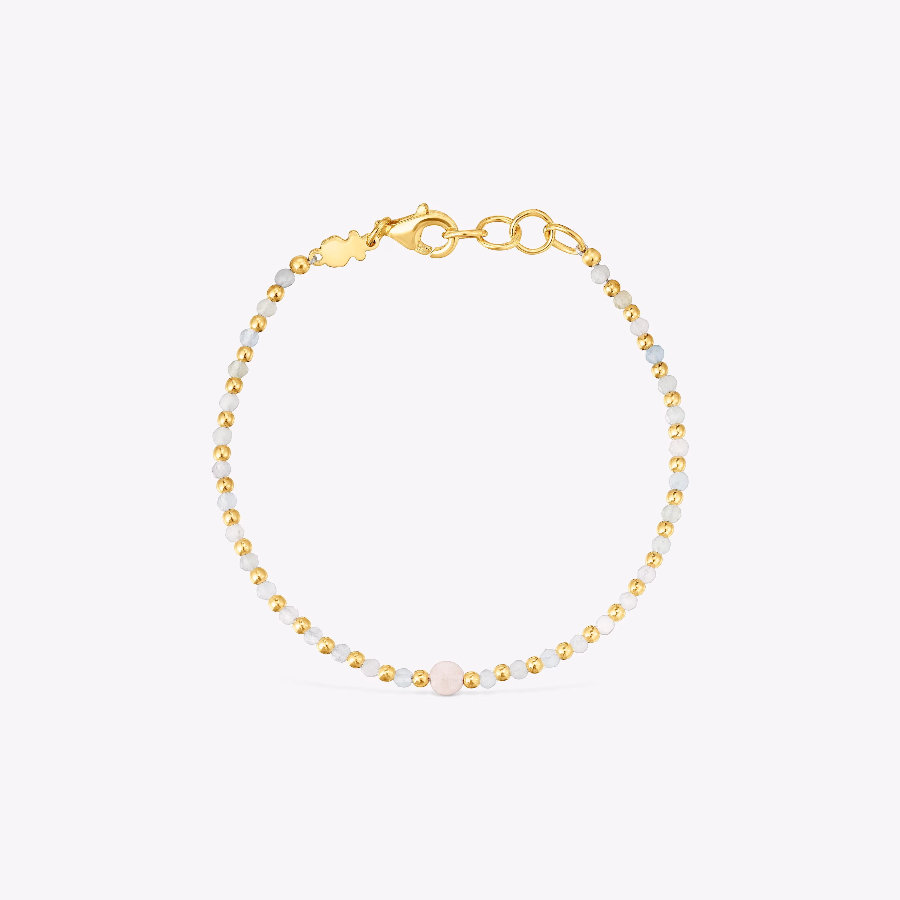 Pulsera bolas con baño de oro 18 kt sobre plata, berilo y morganita Basic Colors