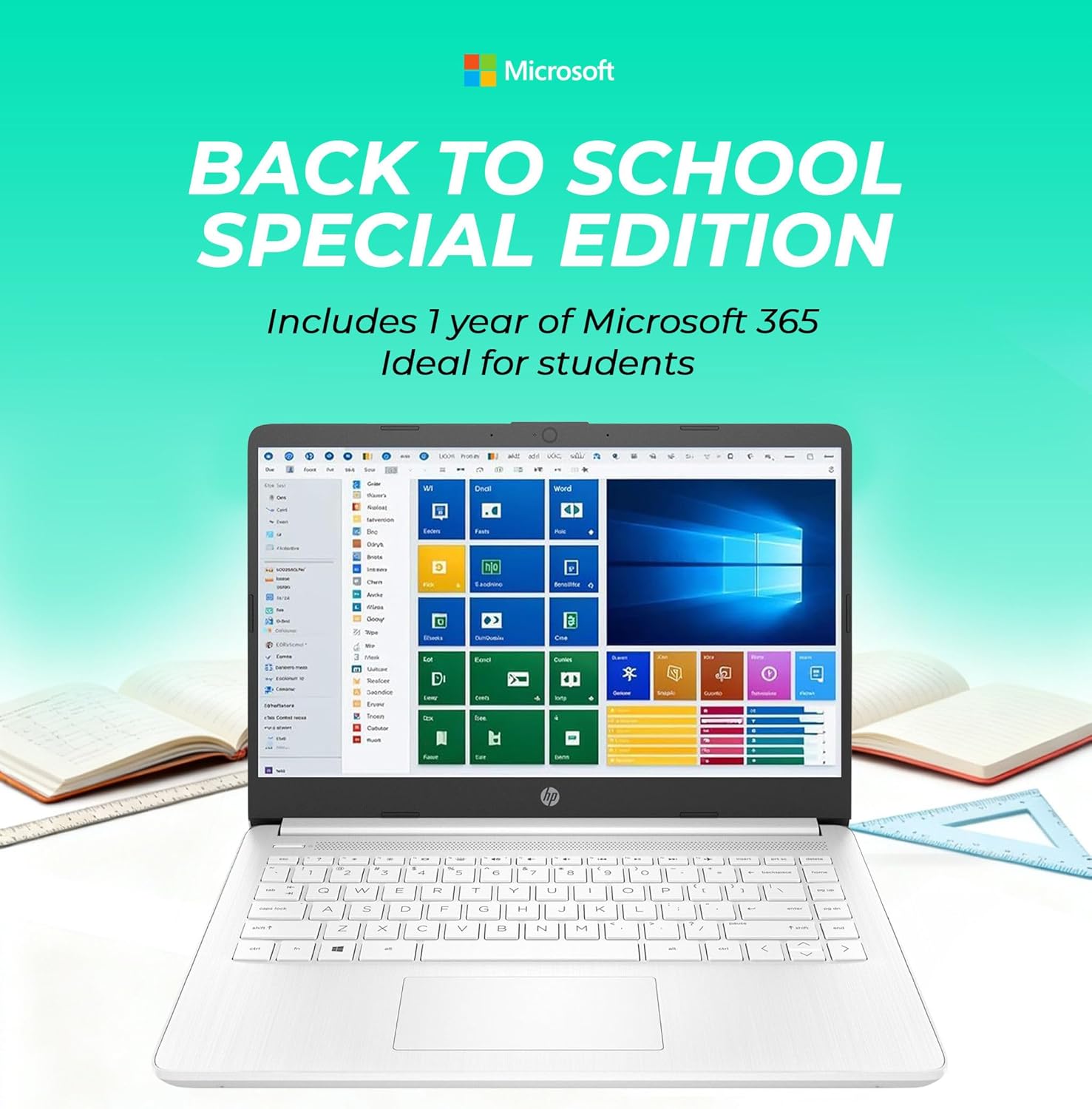 HP 14 Laptop  Intel Dual-Core CPU  8GB RAM  256GB SSD  Soft White Finish  HD Display  Windows 11  Microsoft 365 Web Apps with 1TB OneDrive