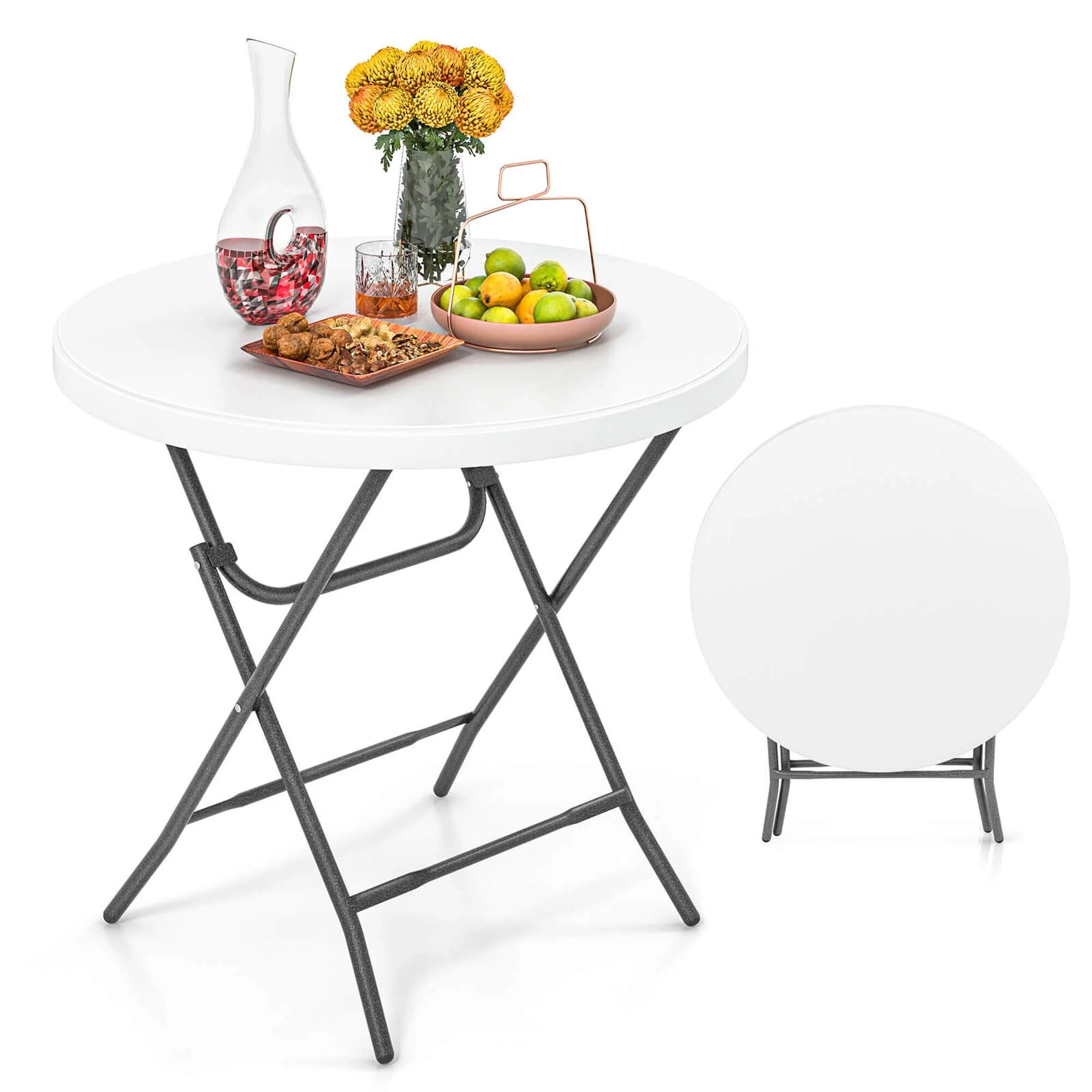 Costway 32 Round Folding Table Lightweight Portable Commercial - See Details