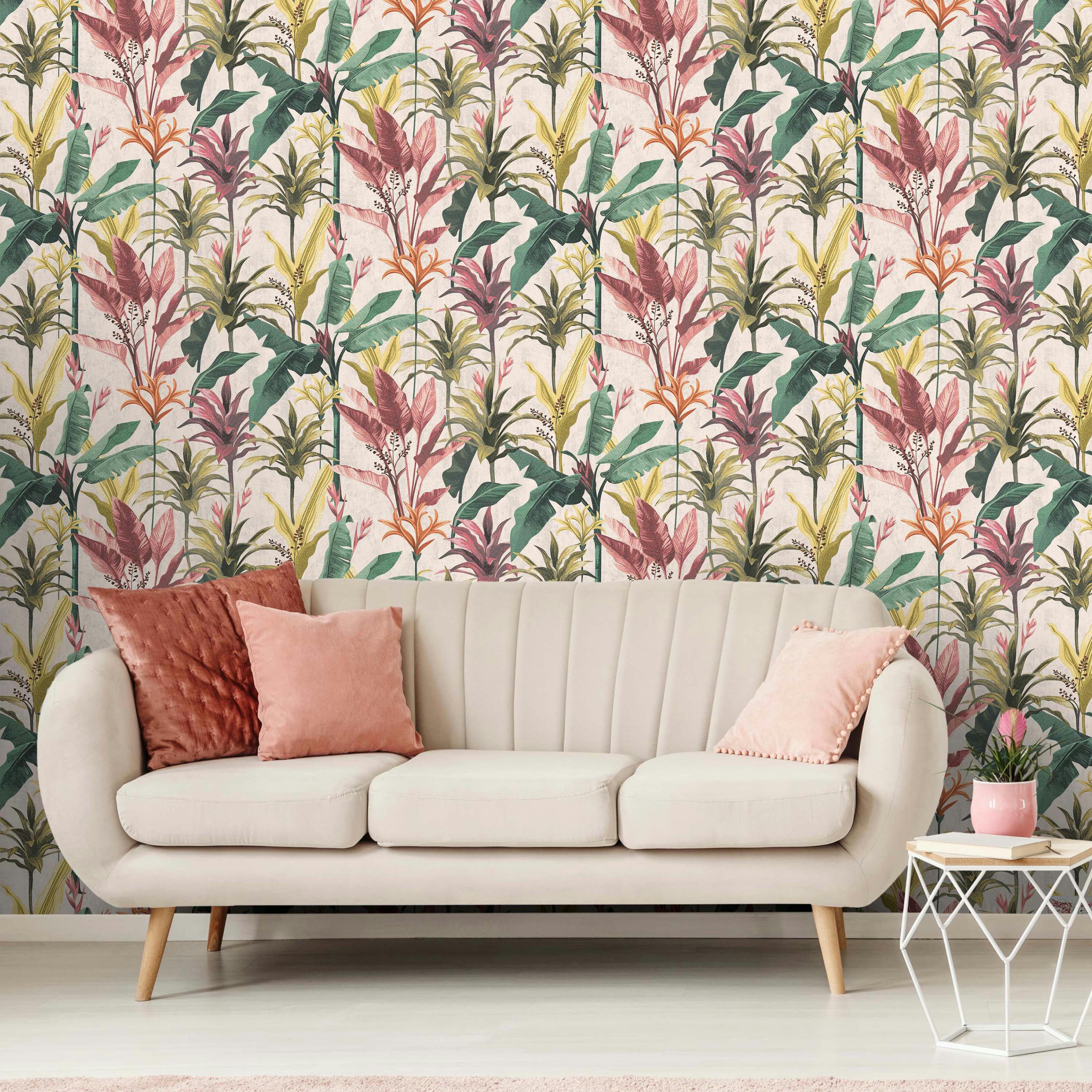 - papier peint vintage botanique jaune 1005x52cm