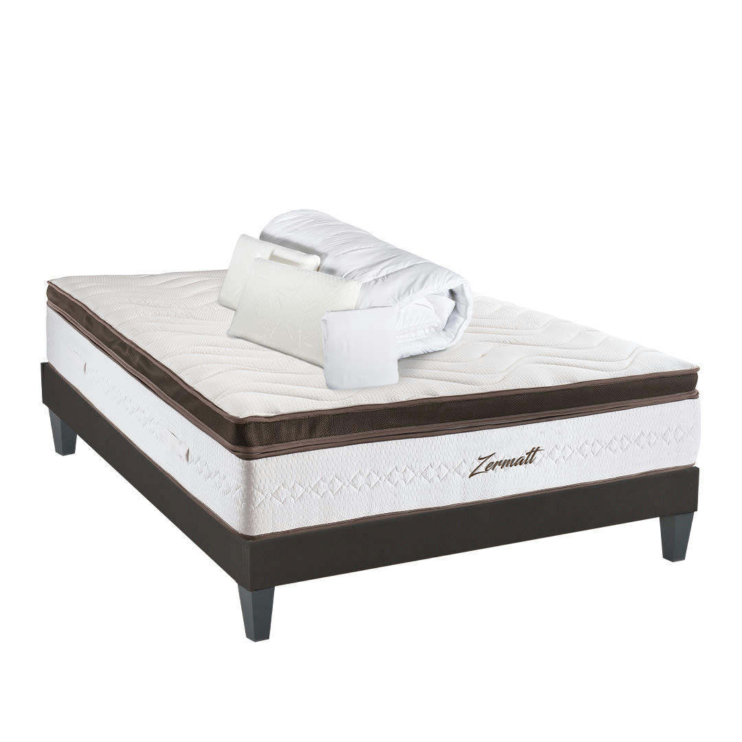 ZERMATT - Ensemble  140x200  Matelas + Sommier + Accessoires