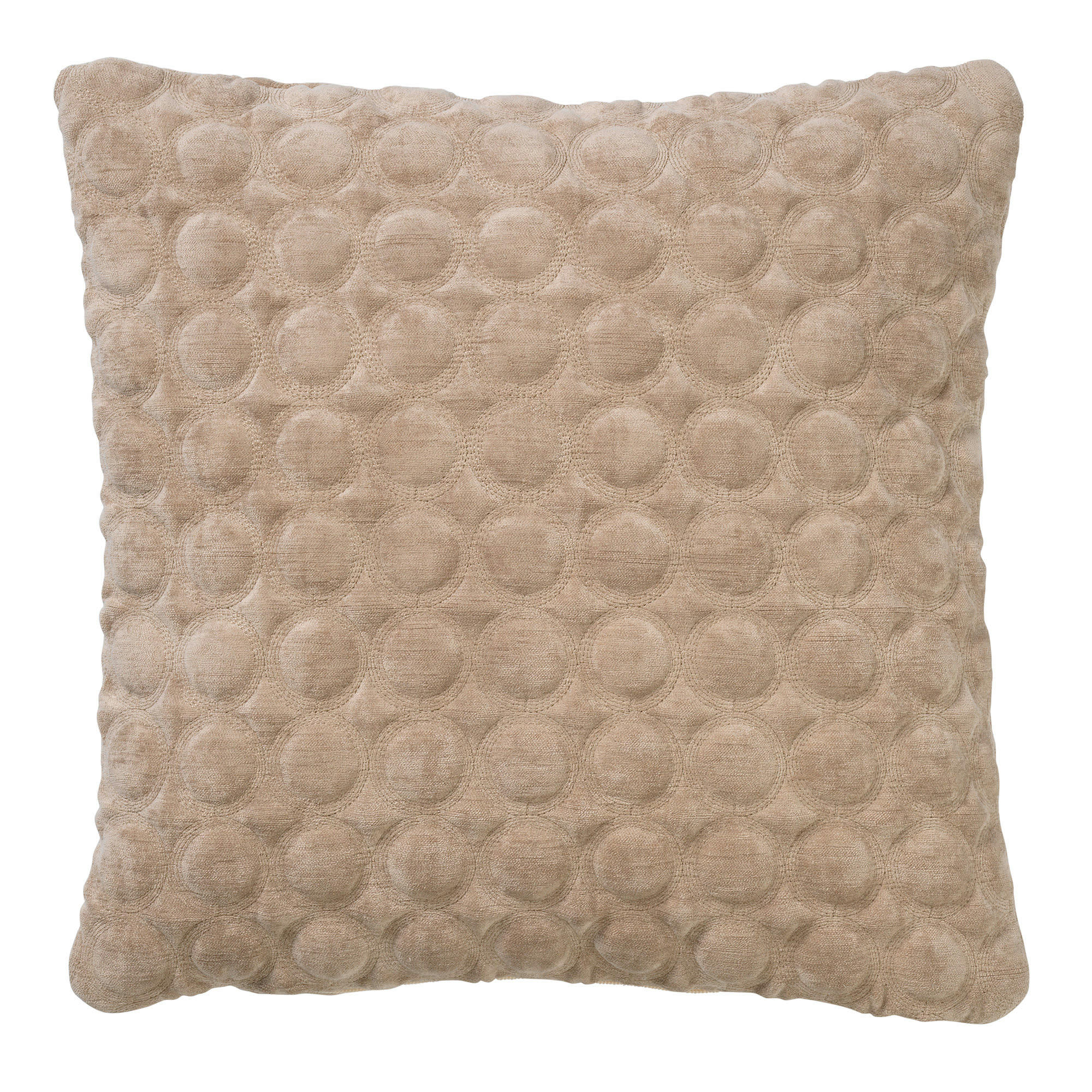 ADRIANE - Coussin beige en velours 45x45 cm avec un motif à pois