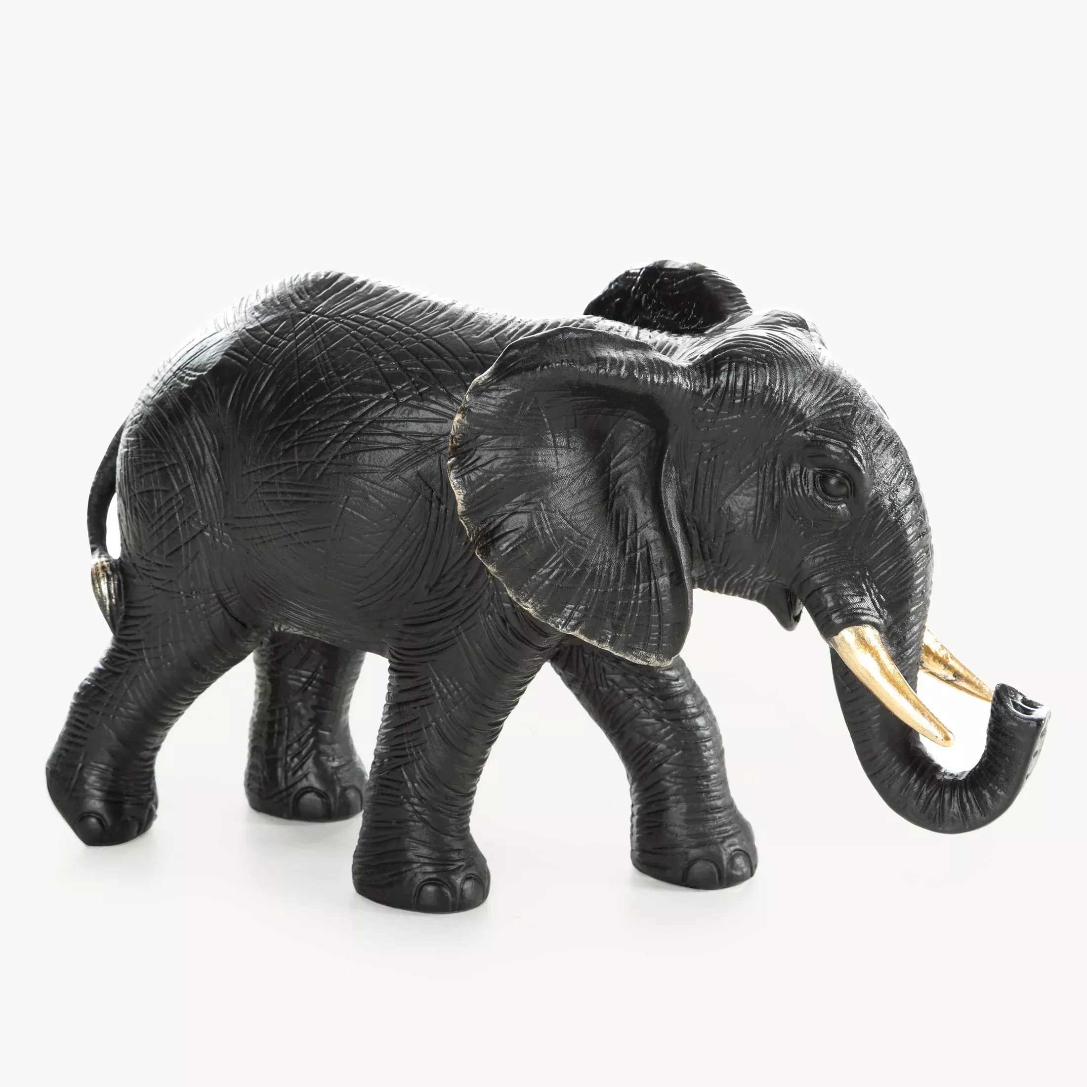Figurka czarna Słoń 30x11x18 cm OLI