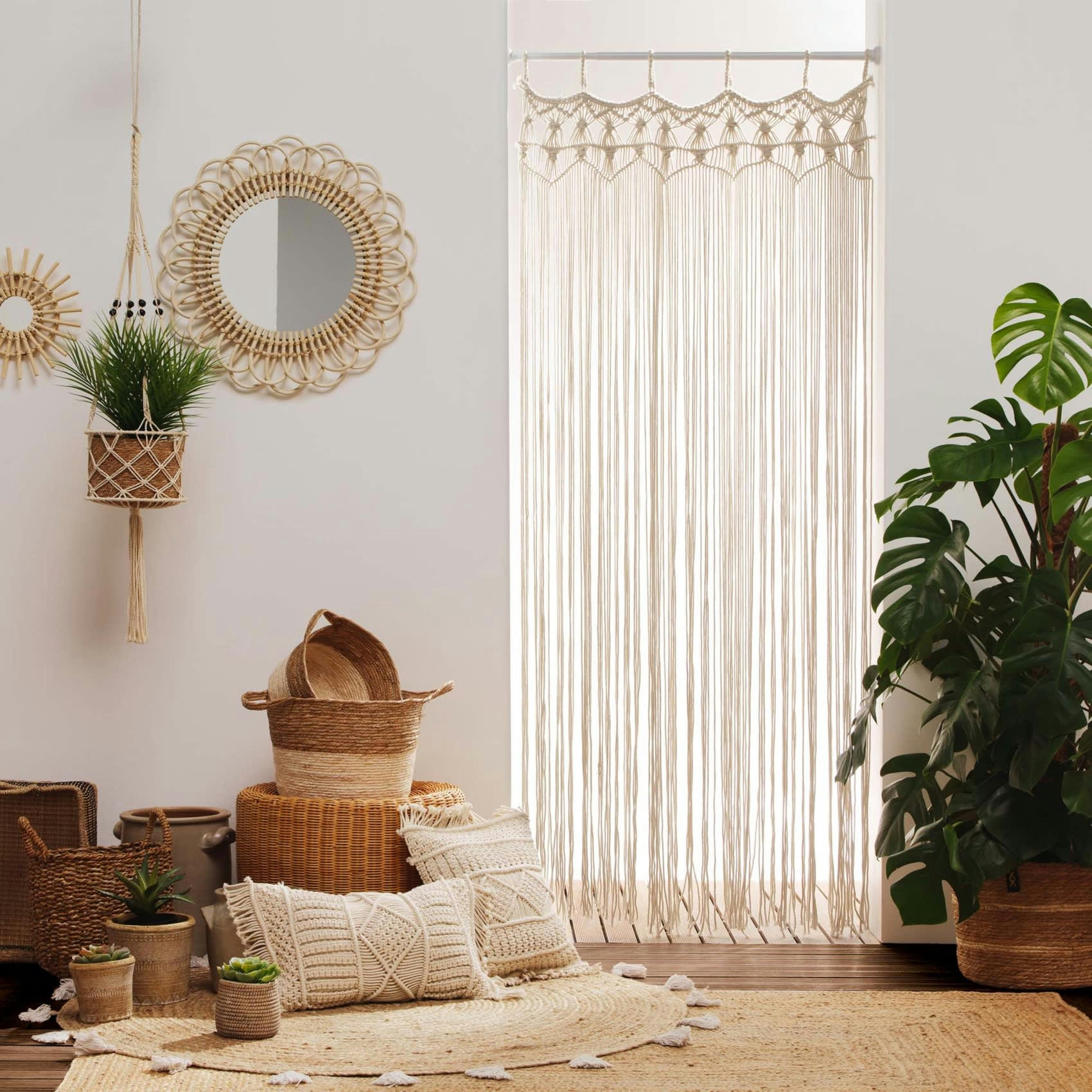 - Coussin Déhoussable Macramé à franges 30 x 50 cm