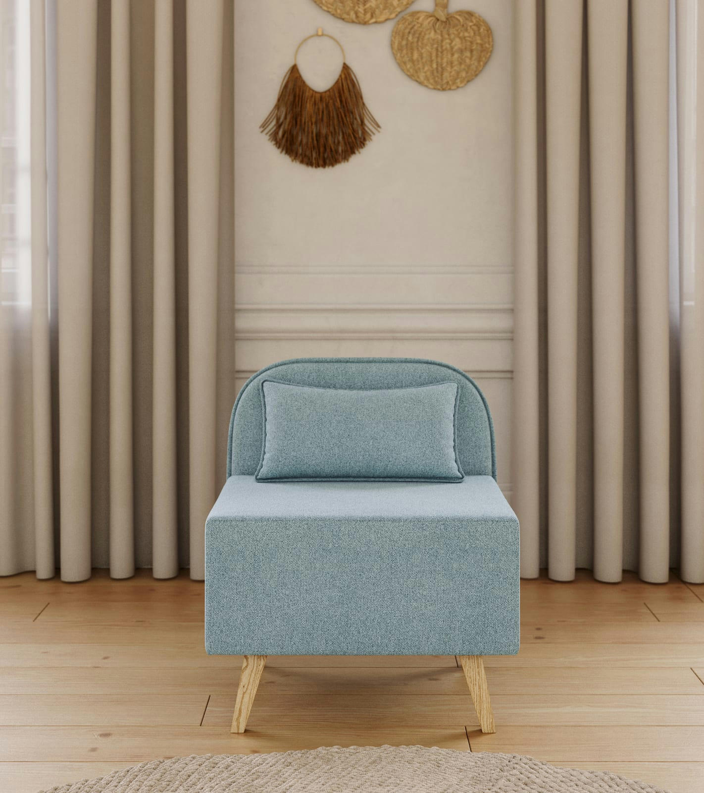 SARAH - Fauteuil  en tissu bleu clair