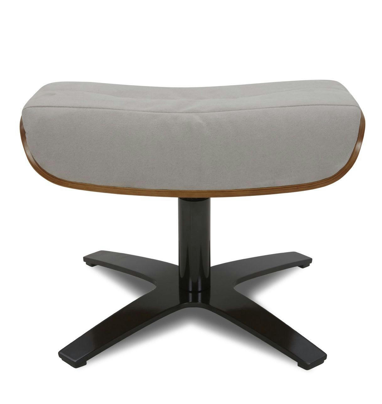 VÉGA - Pouf Microfibre et Chêne Naturel - Microfibre Gris