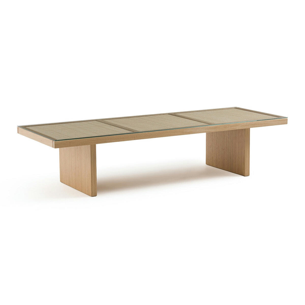 Table basse chêne et cannage, Arty
