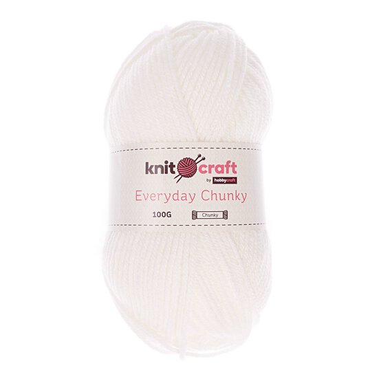 Knitcraft White Everyday Chunky Yarn 100g