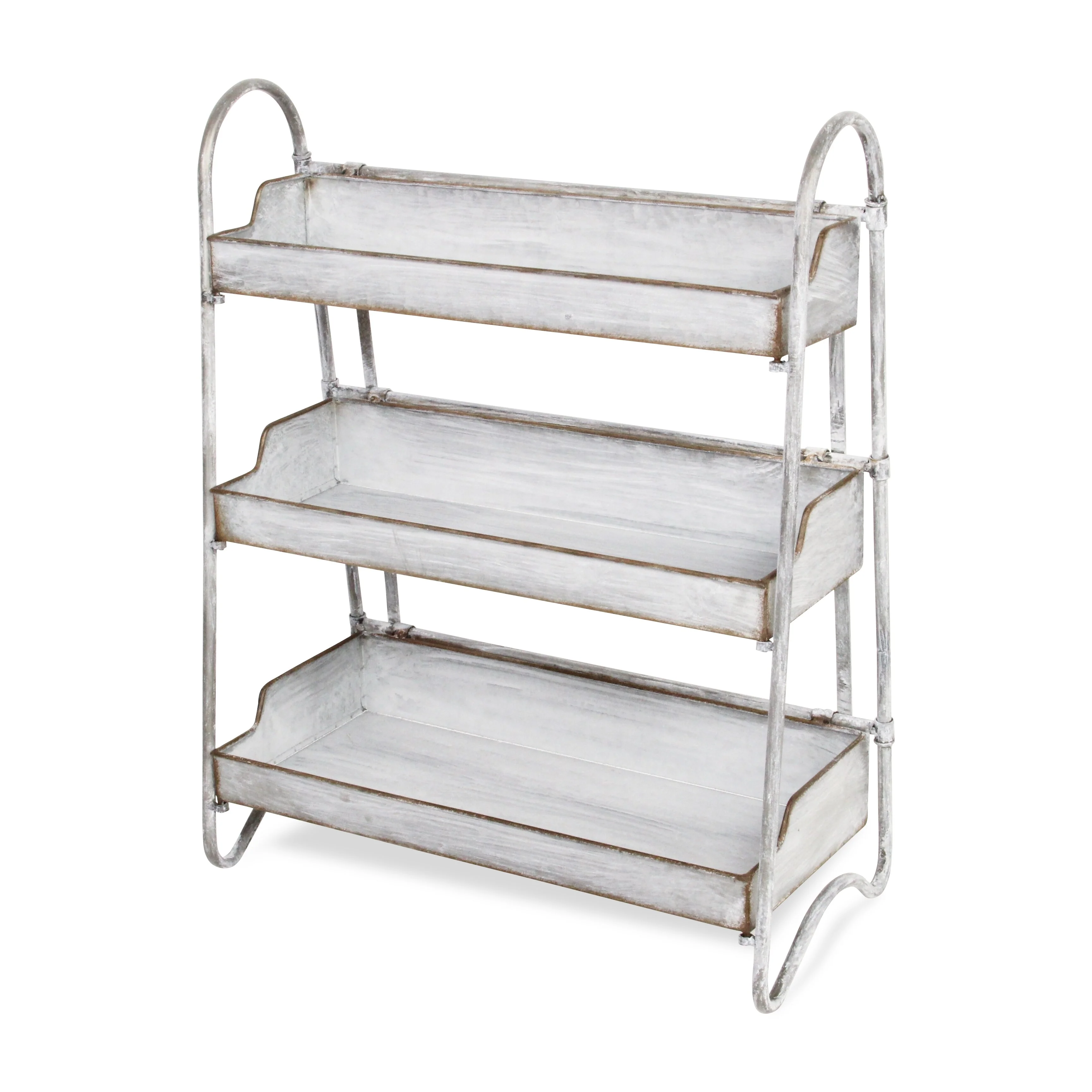 22.5 Gray 3-Tier Galvanized Rectangular Shelf Rack