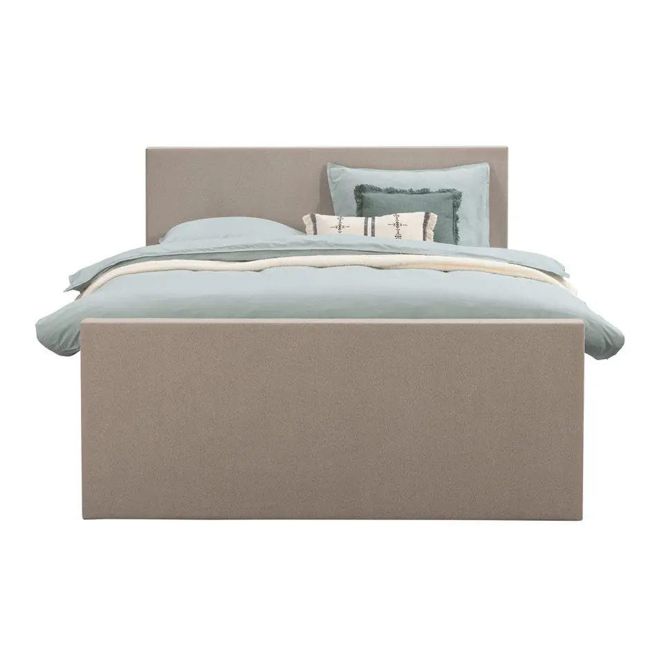 Boxspring met opbergruimte en voetbord Liv egaal - beige - 140x200cm