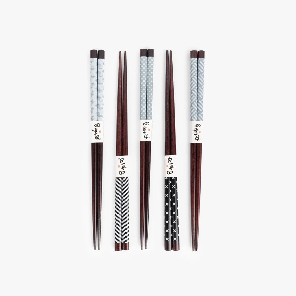 Conjunto de 5 Pauzinhos Padrões Preto CHOPSTICKS